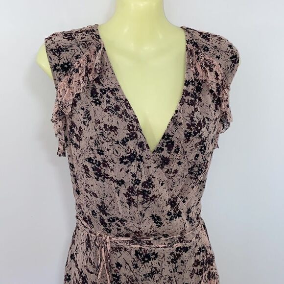 All Saints Dress “Priya Petal” Wrap Ruffle Floral Sz Medium Nwot - Picture 5 of 8